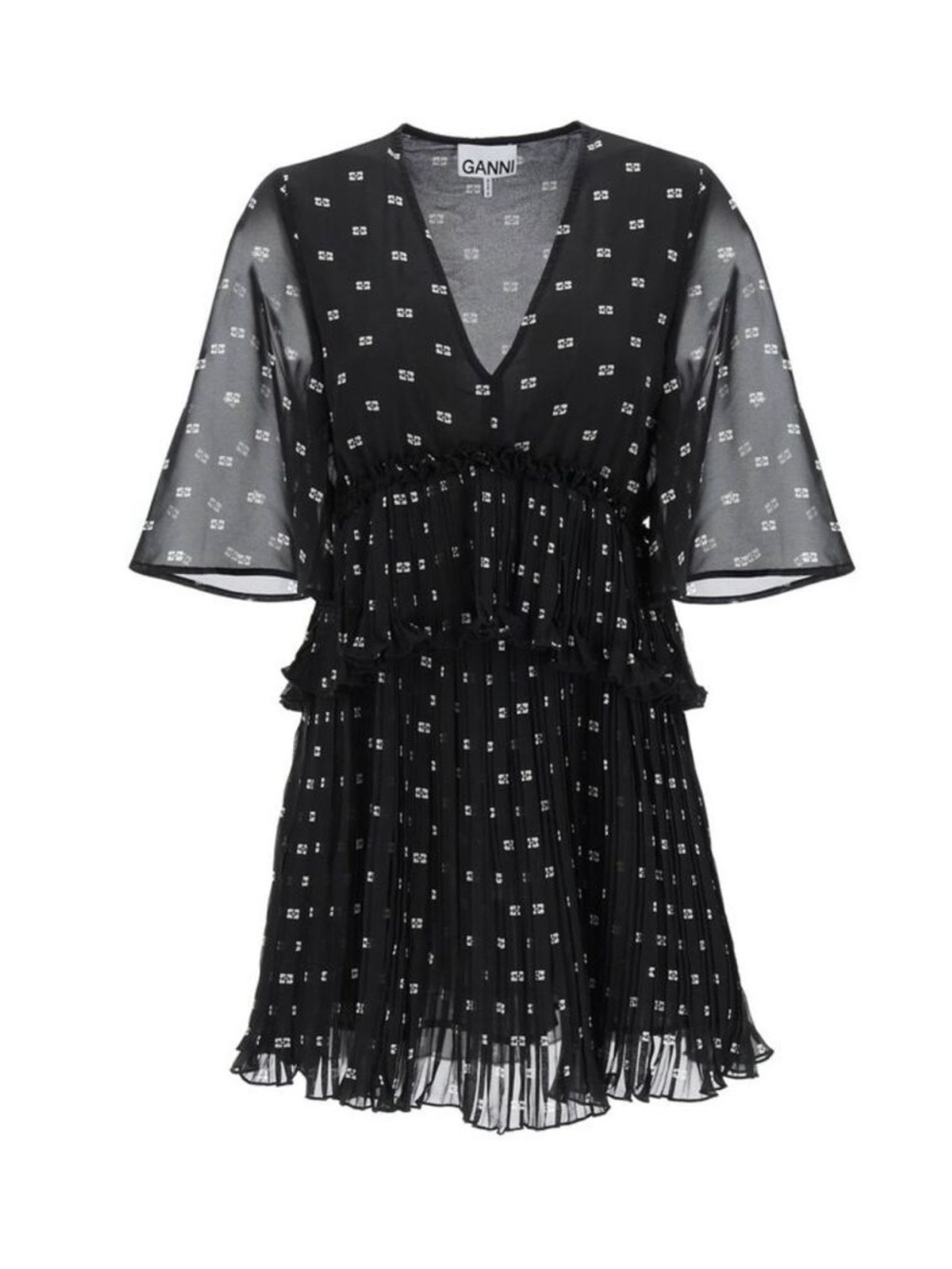 NWT GANNI Ganni Butterfly Mini Dress Size 34 XS
